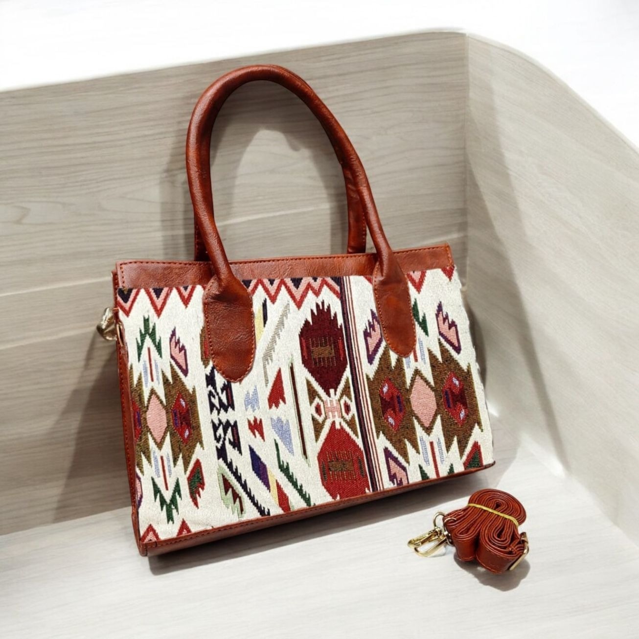 Handbag Cum Sling Jacquard