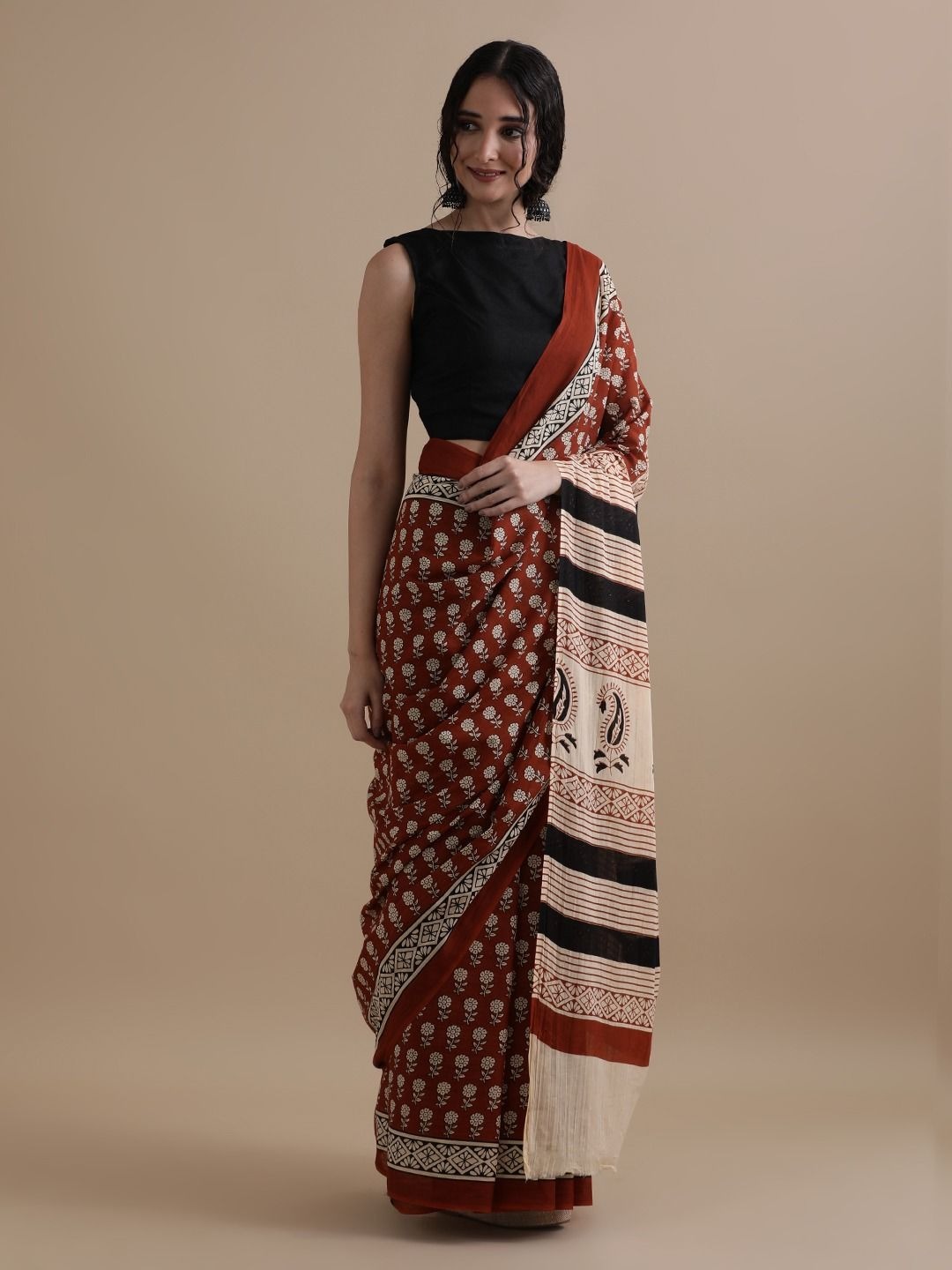 Mul Cotton Block Printed Saree (MRC01)