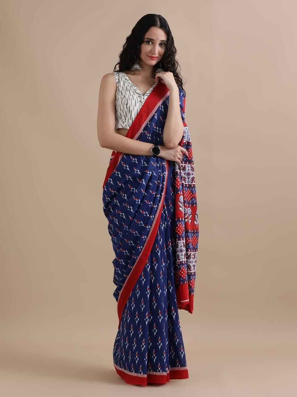 Mul Cotton Block Printed Saree (MRB01)