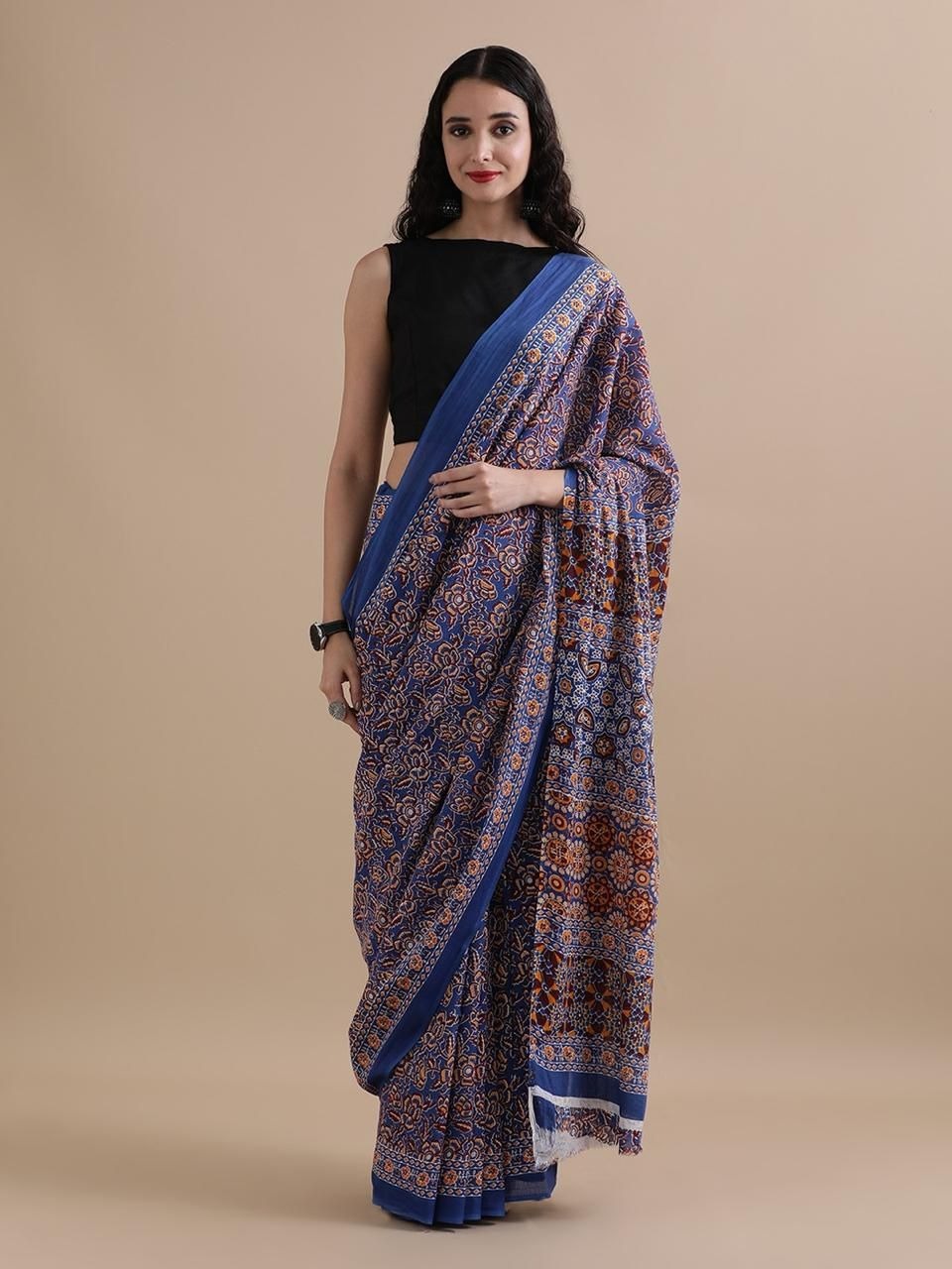 Mul Cotton Block Printed Saree (MBR01)