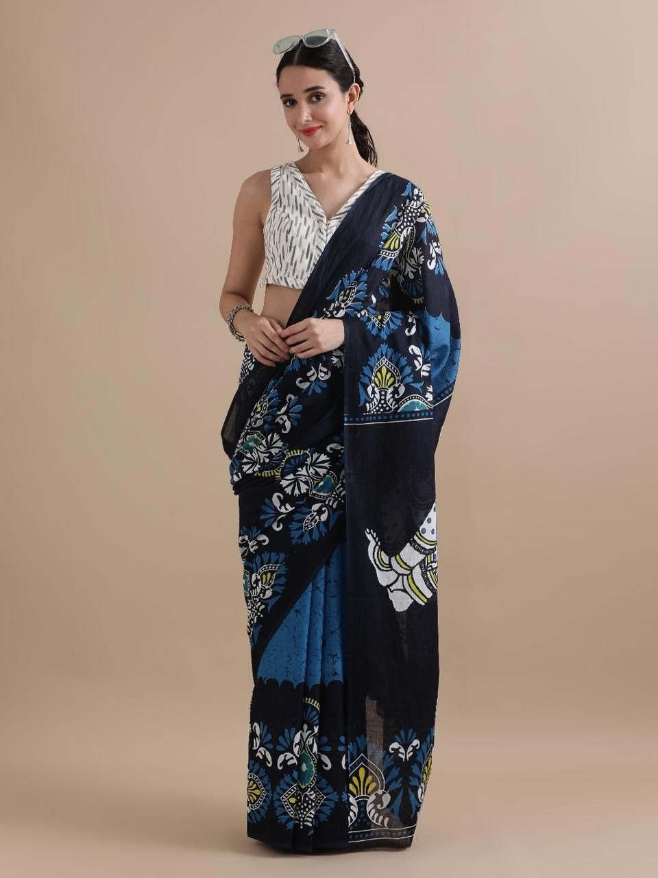 Mul Cotton Block Printed Saree (MBB02)