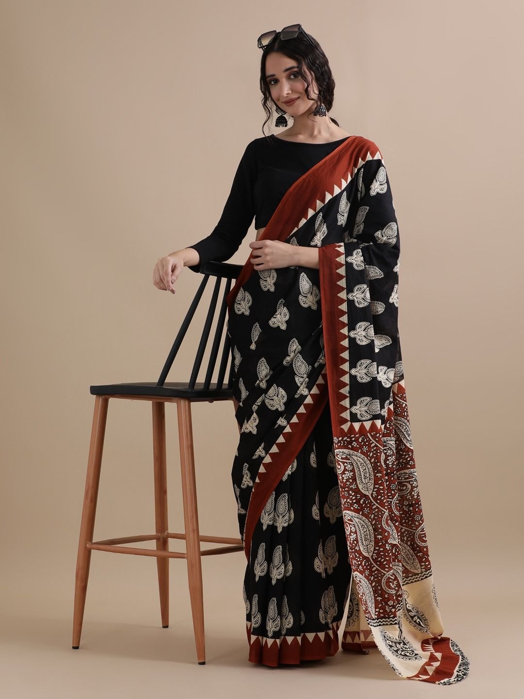 Mul Cotton Handblock Printed Saree (MBB01)