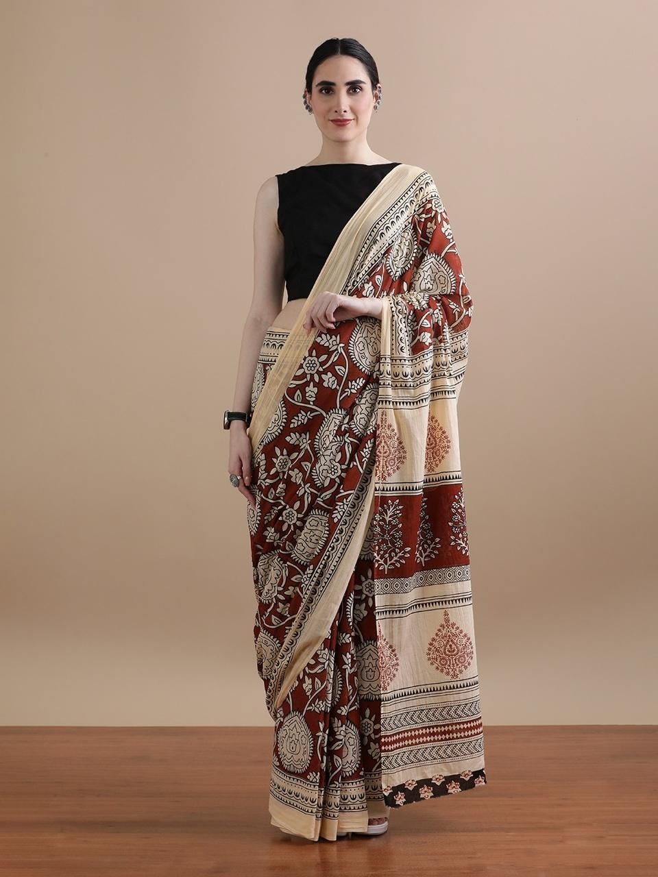 Mul Cotton Handblock Printed Saree (MCB01)