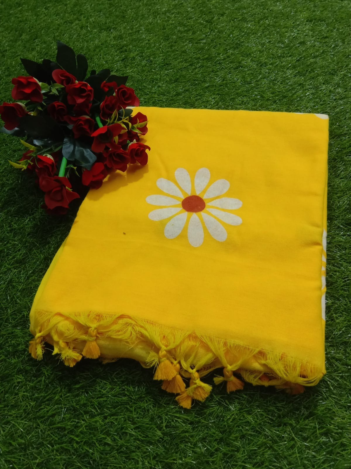 Hand Painted Yellow Khadi Saree (EY09)