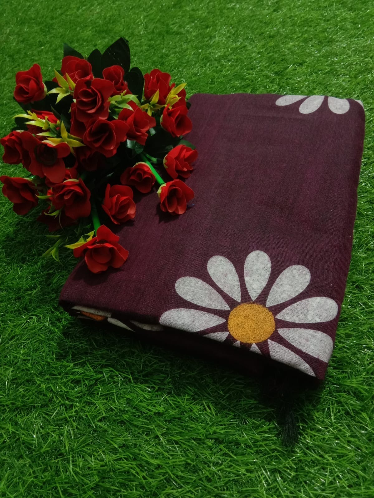 Hand Painted Wine Khadi Saree (WINE)