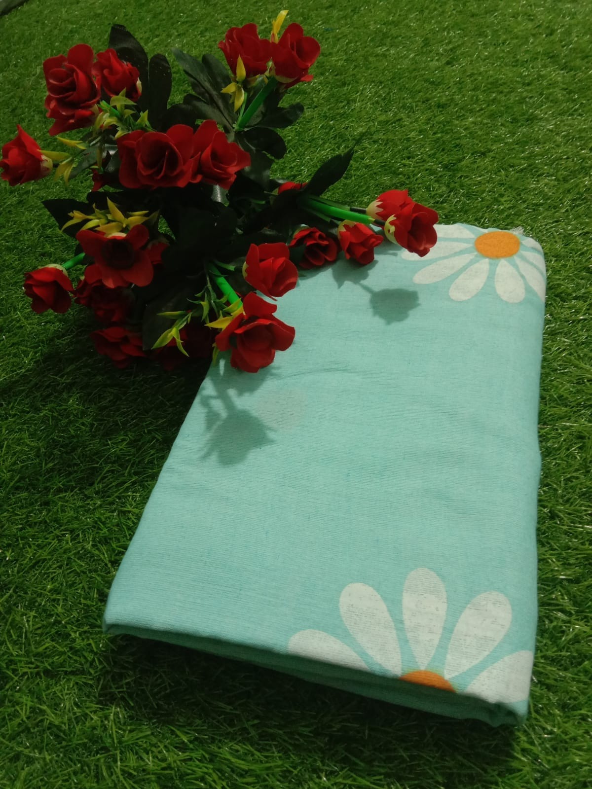 Hand Painted Sky Blue Khadi Saree (SKY8)