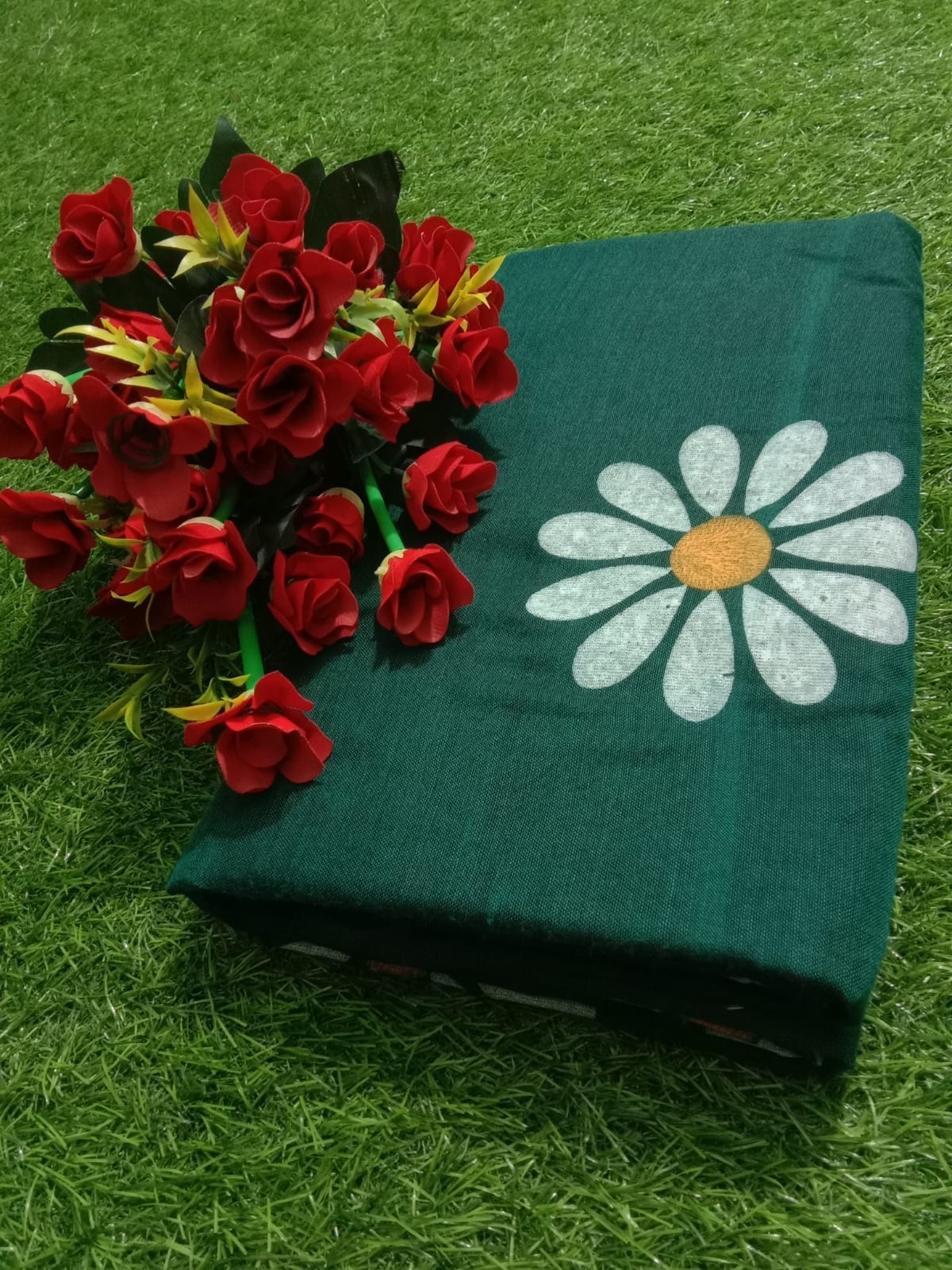 Hand painted Green Khadi Saree (HPG13)
