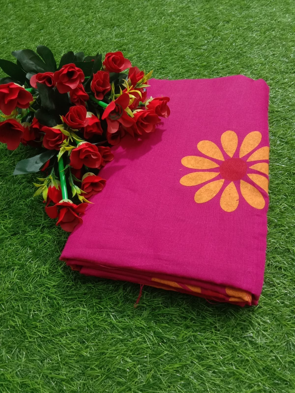 Hand Painted Pink Khadi Saree (KAD21)