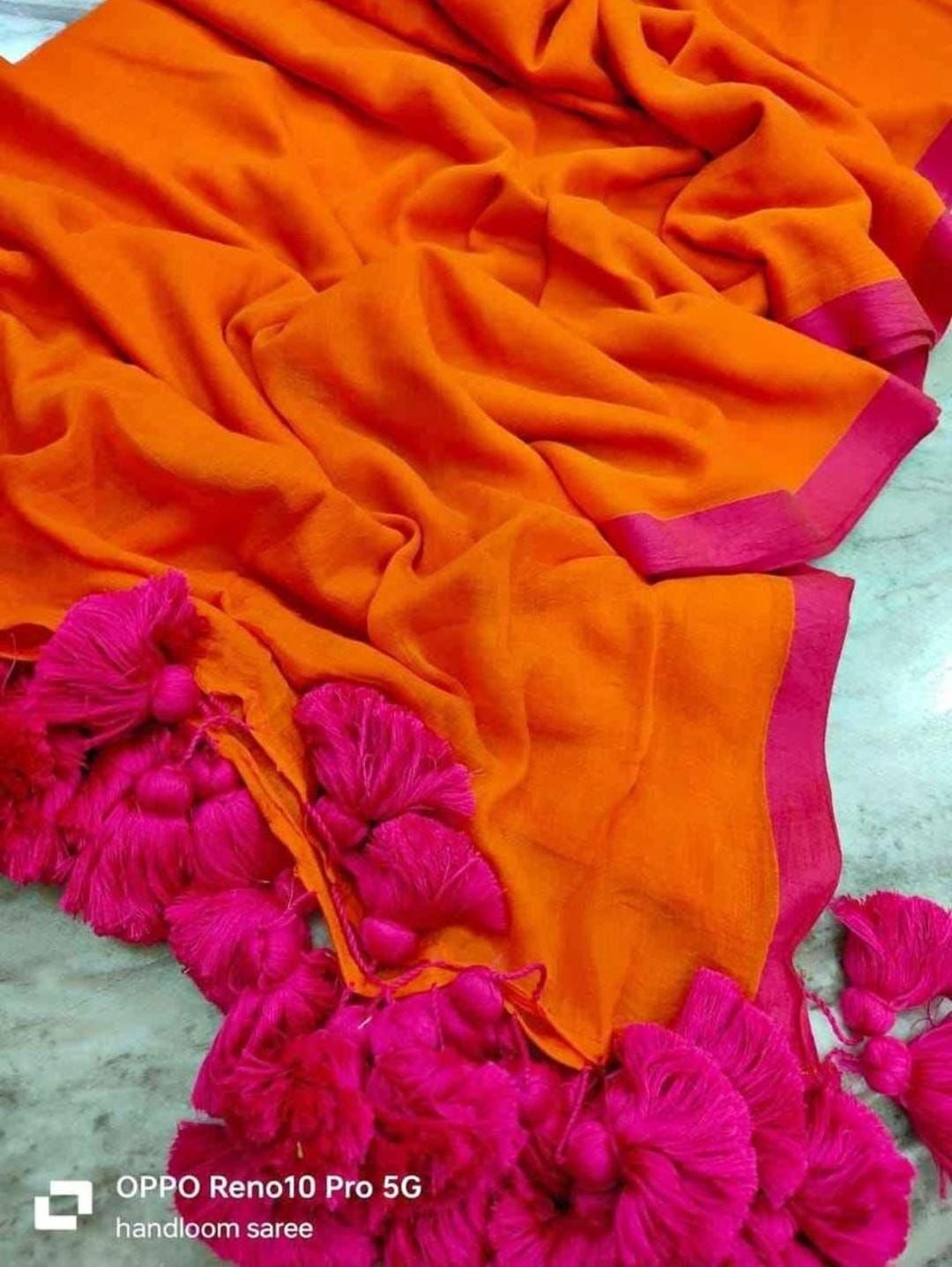 Mul Cotton Orange Saree (MO01)