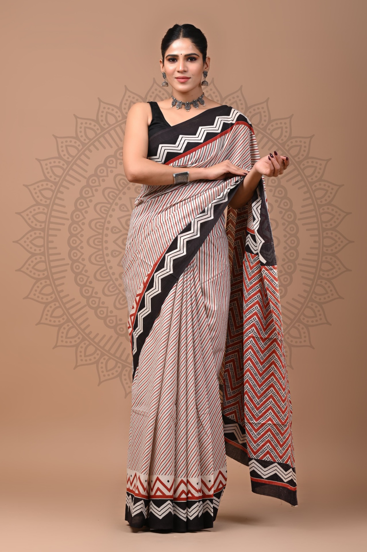 Handblock Printed Mul Cotton Saree (MUL0231)