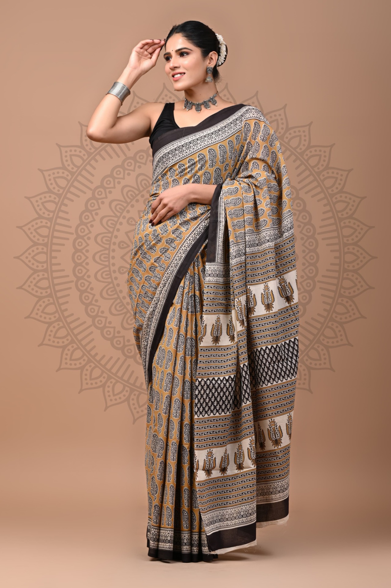 Handblock Printed Mul Cotton Saree (MBB03)