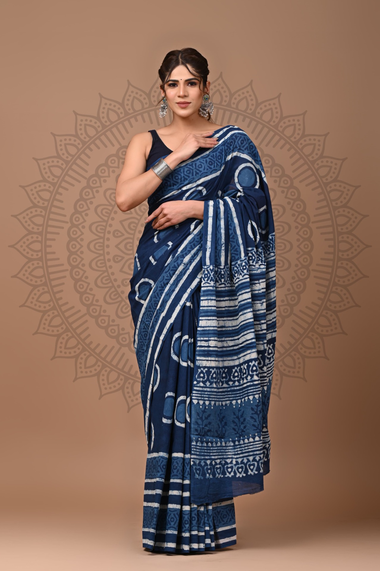 Handblock Printed Mul Cotton Saree (MT56)