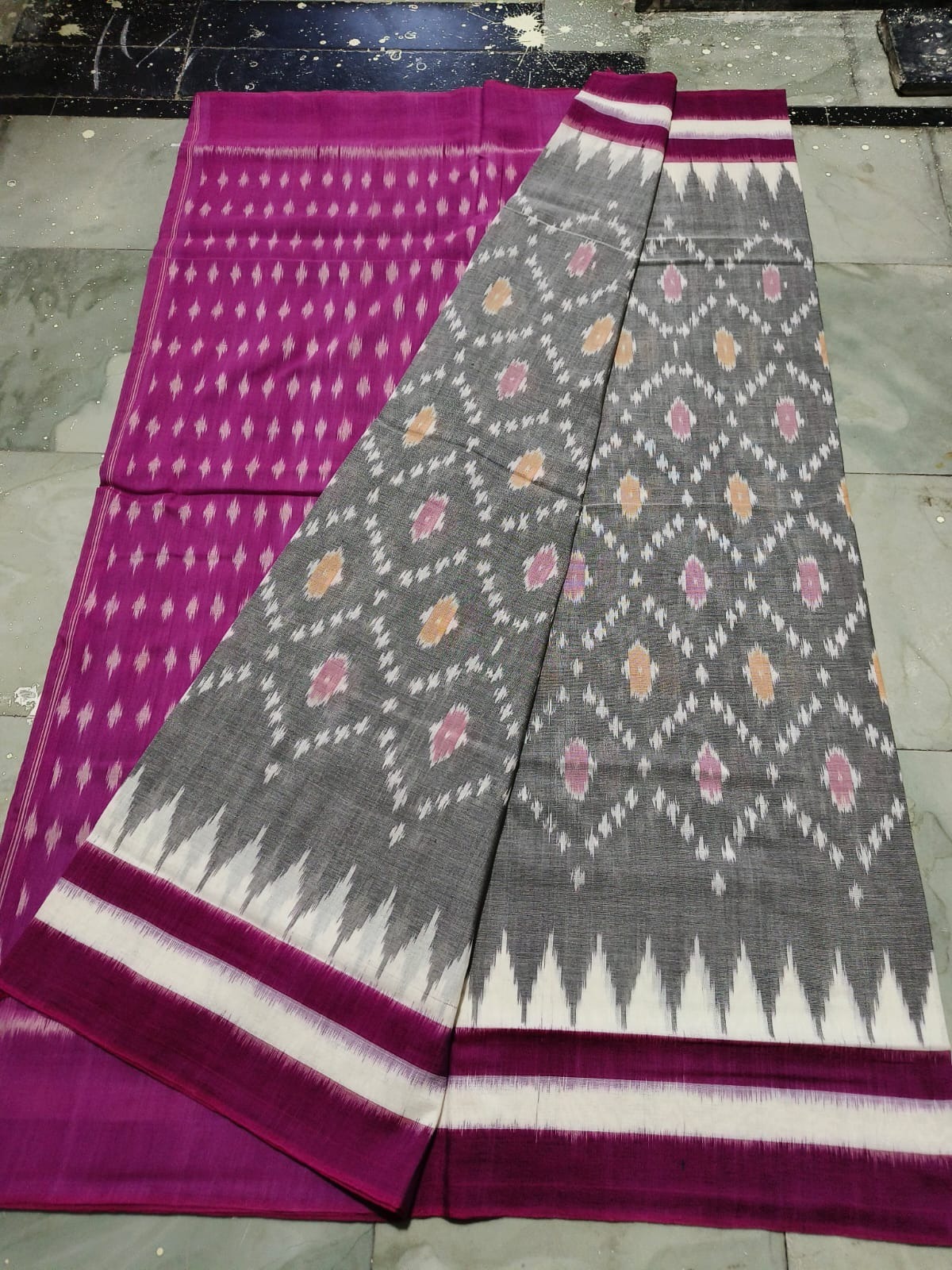Pure Pochampally Ikkat Handloom Mercerised Cotton Saree (QPO8)