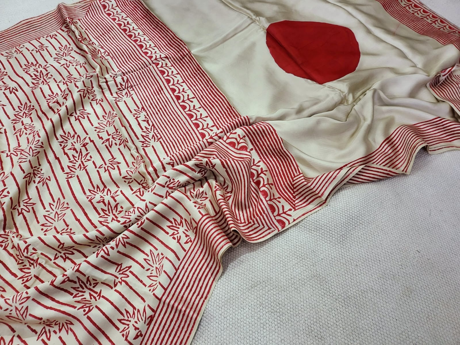 Block Printed Modal Silk Saree (WMH0)
