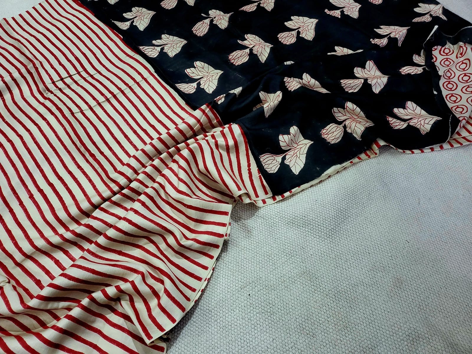 Block Printed Modal Silk Saree (URG2)