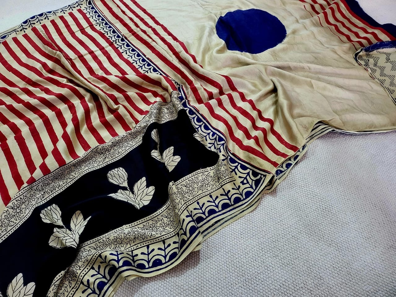 Block Printed Modal Silk Saree (FEP0)