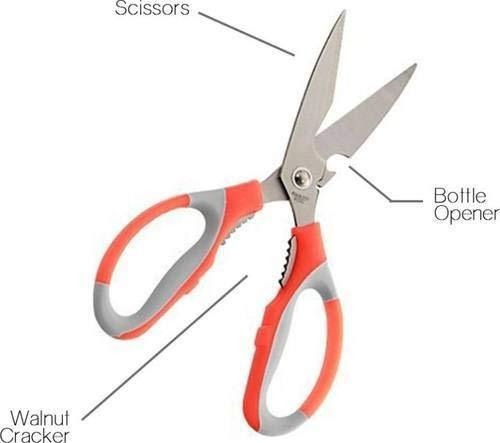 KITCHEN SCISSORS Multi-Function Kitchen Household For Vegetables, Fruit, Cheese & Meat Slices With Bottle Opener Stainless Steel Sea Food Scissor