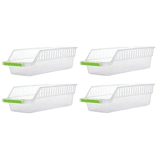 4PCS SPACE SAVER KITCHEN PLASTIC SPACE SAVER ORGANIZER BASKET RACK- 4 PCS