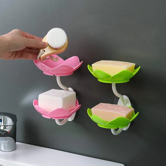 2LAYER FLOWER SOAP DISH DABBLE LAYER FLOWER SELF DRAINING SOAP DISH HOLDER, 