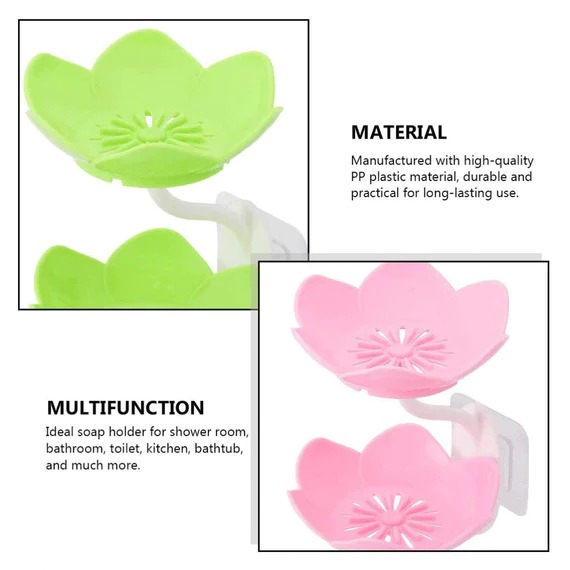 2LAYER FLOWER SOAP DISH DABBLE LAYER FLOWER SELF DRAINING SOAP DISH HOLDER, 