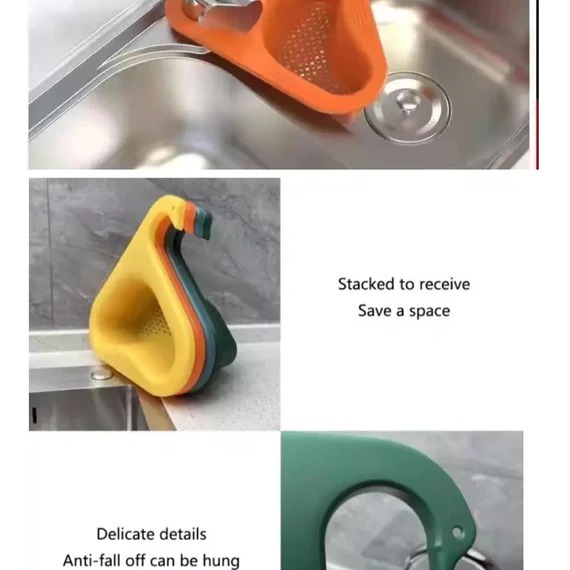 HOOK DRAIN STRAINER SWAN DRAIN STRAINER FOR DRAINING KITCHEN WASTE IN SINKS AND WASH BASINS. - GREEN COLOUR