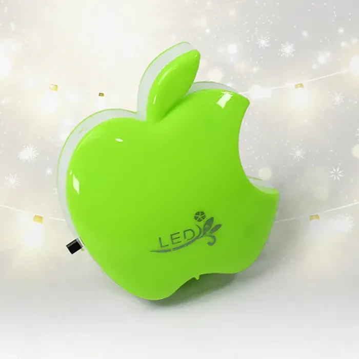 APPLE NIGHT LIGHT Night Light Comes With 3D Illusion Design Suitable For Drawing Room, Lobby, Energy-Saving, Light LED Decorative Night Light (1 Pc) - Bright Green