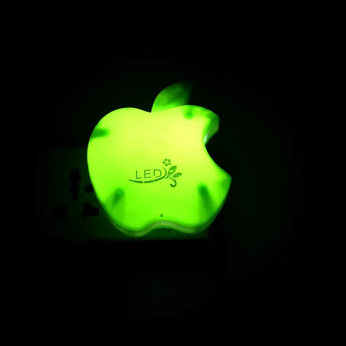 APPLE NIGHT LIGHT Night Light Comes With 3D Illusion Design Suitable For Drawing Room, Lobby, Energy-Saving, Light LED Decorative Night Light (1 Pc) - Bright Green