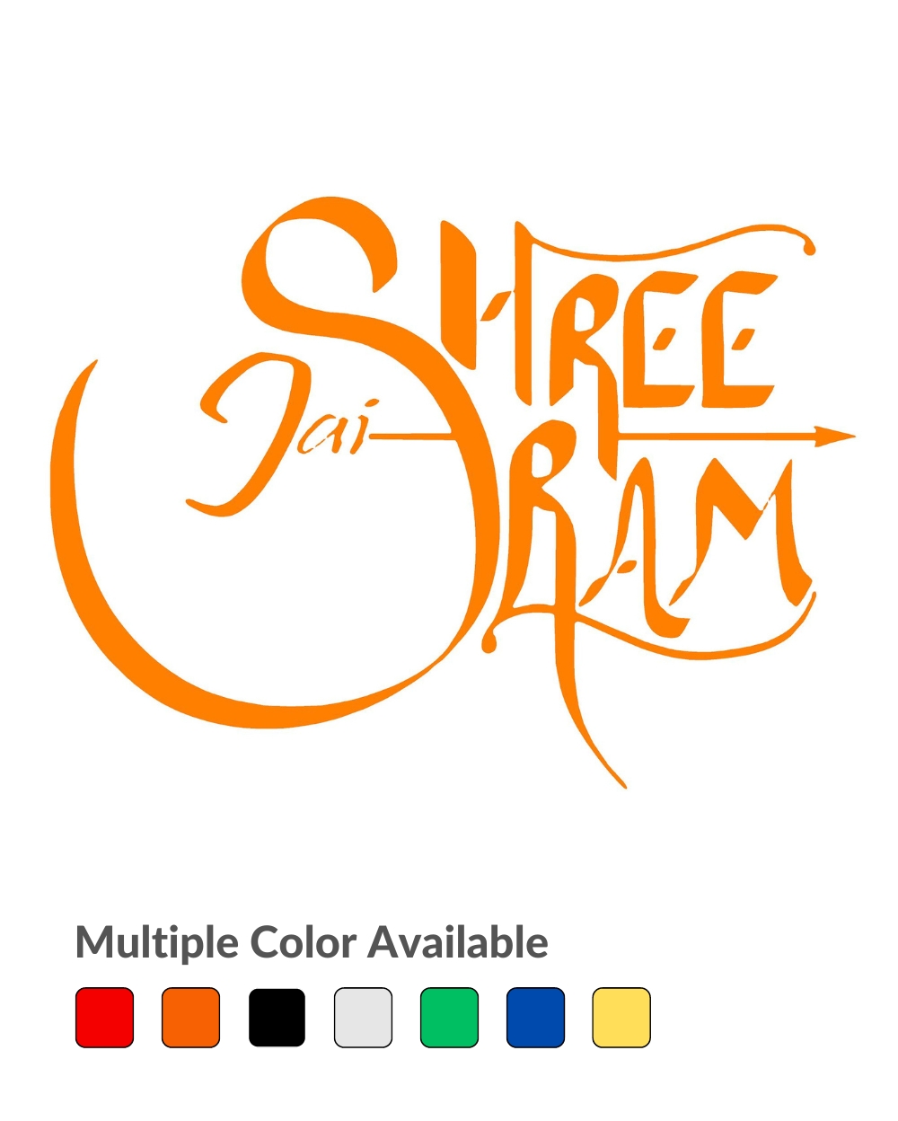 Jai Shri Ram Stylish Creative Vinyl Radium Sticker - 10cm X 10cm ( Best for Bikes ), Yellow