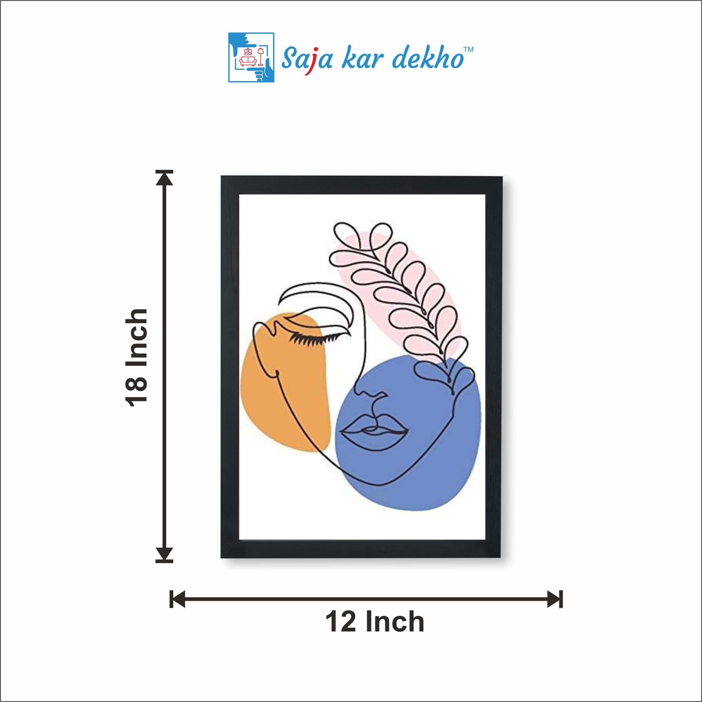 SAJA KAR DEKHO Simple Stylish Lined Journal With Modern Abstract Portrait Face High Quality Weather Resistant HD Wall Frame | 18 x 12 inch | - 18 X 12 inch