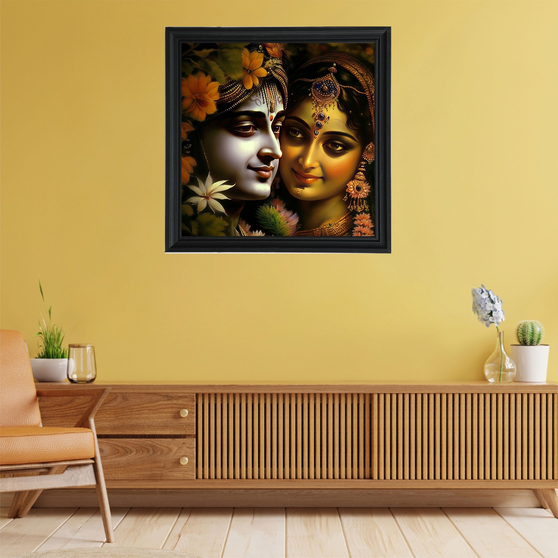 SAJA KAR DEKHO Radha Krishna Photo High Quality Weather Resistant HD Wall Frame  | 20 x 20 inch | - 20 x 20 inch