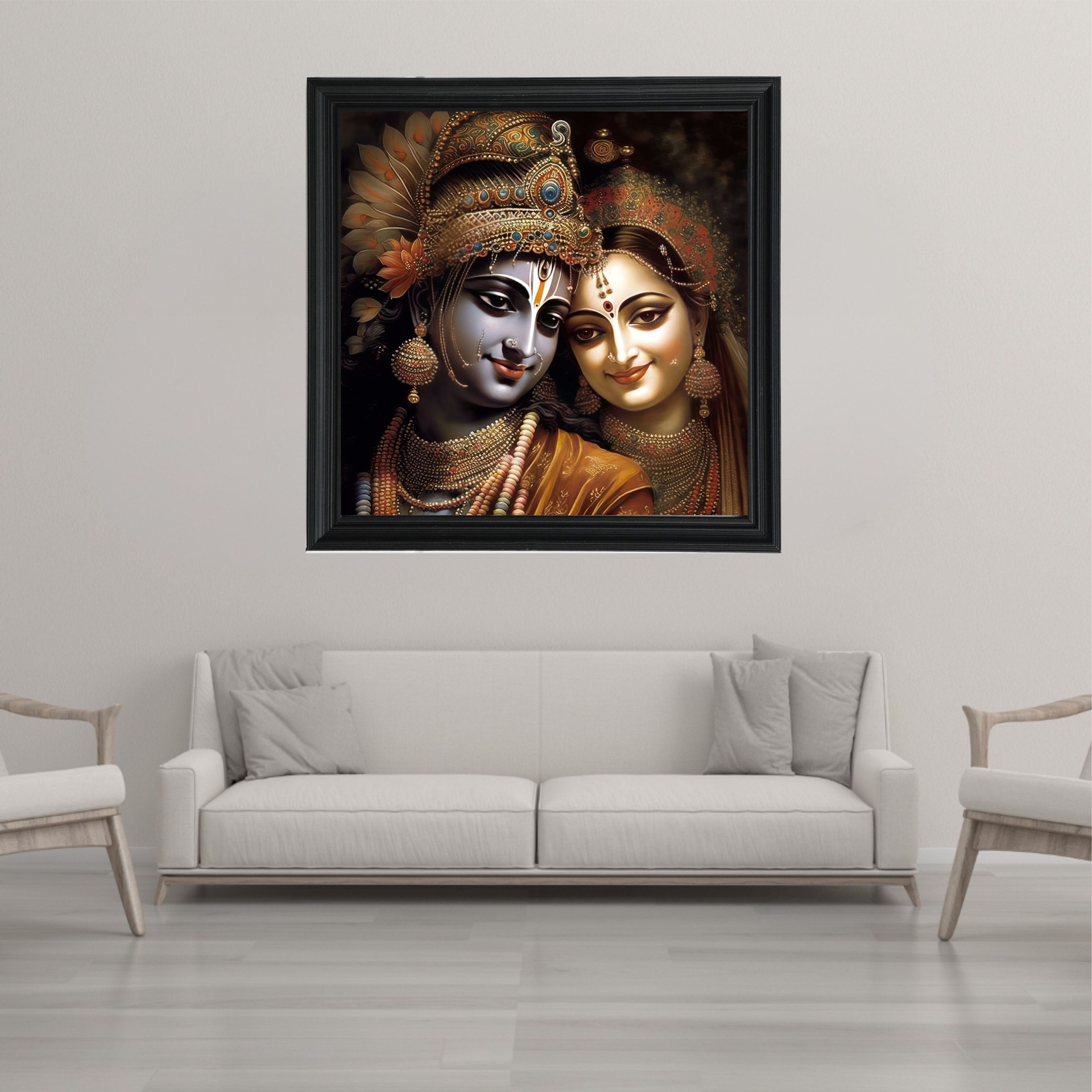 SAJA KAR DEKHO Radha Krishna Photo High Quality Weather Resistant HD Wall Frame  | 20 x 20 inch | - 20 X 20 inch