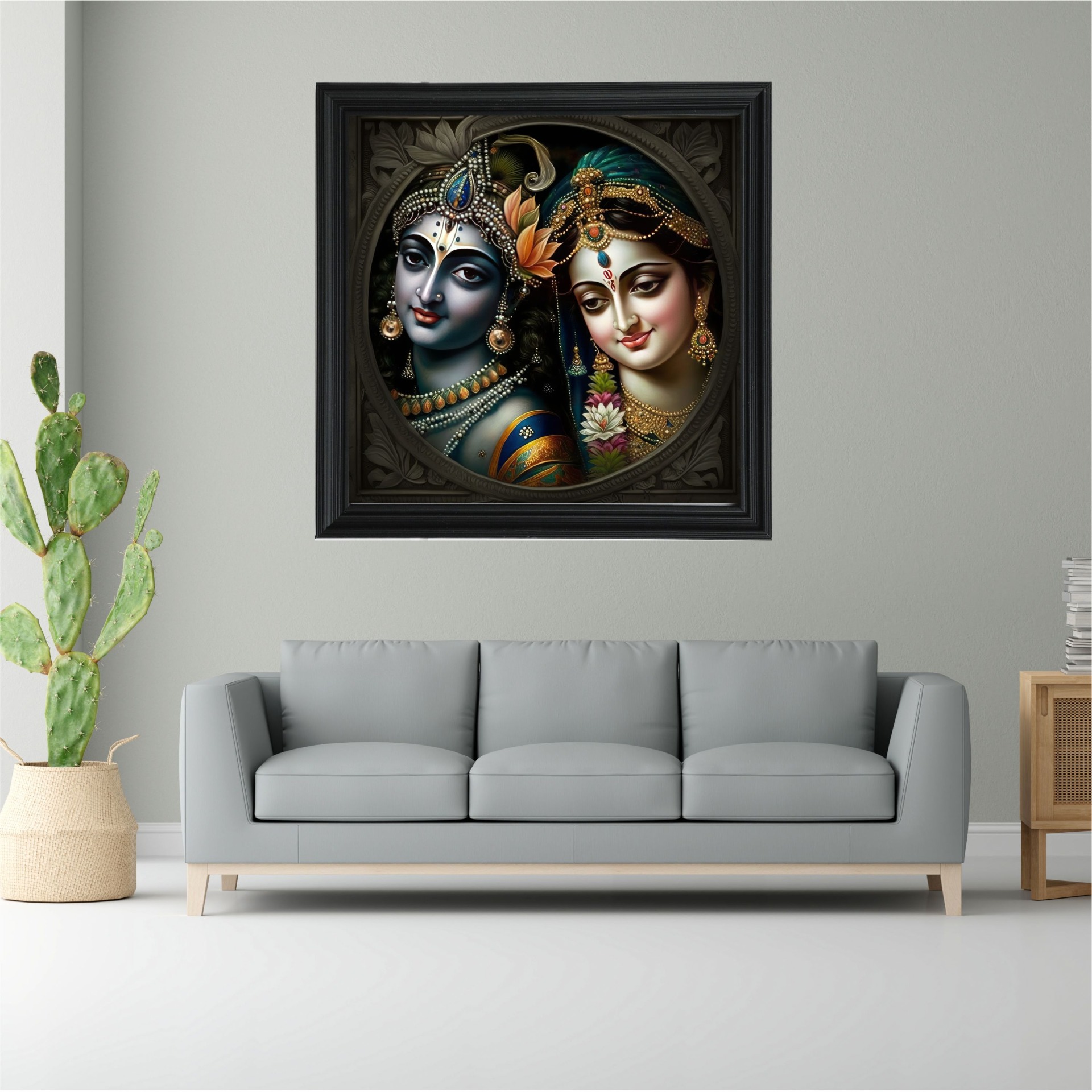 SAJA KAR DEKHO Radha Krishna Photo High Quality Weather Resistant HD Wall Frame  | 20 x 20 inch |  - 20 X 20 inch