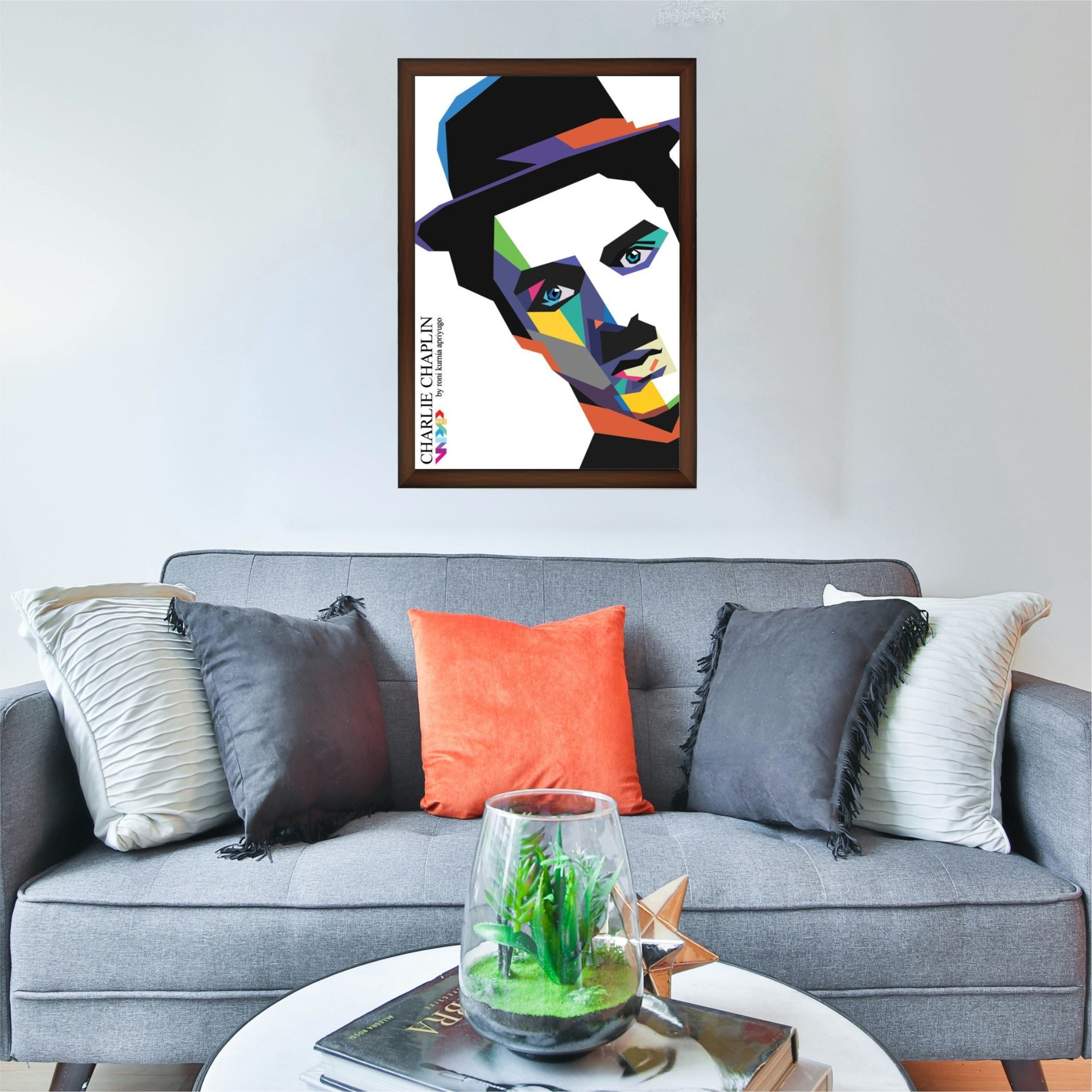 SAJA KAR DEKHO Charlie Chaplin High Quality Weather Resistant HD Wall Frame | 18 x 12 inch | - 18 X 12 inch