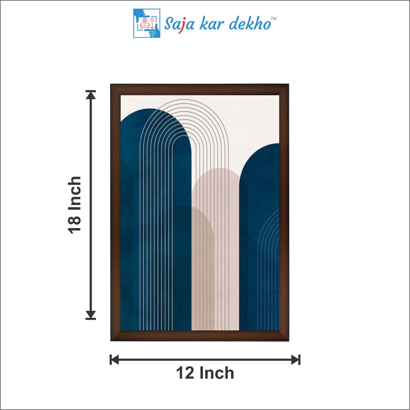 SAJA KAR DEKHO Blue And Grey Arches High Quality Weather Resistant HD Wall Frame | 18 x 12 inch | - 18 X 12 inch