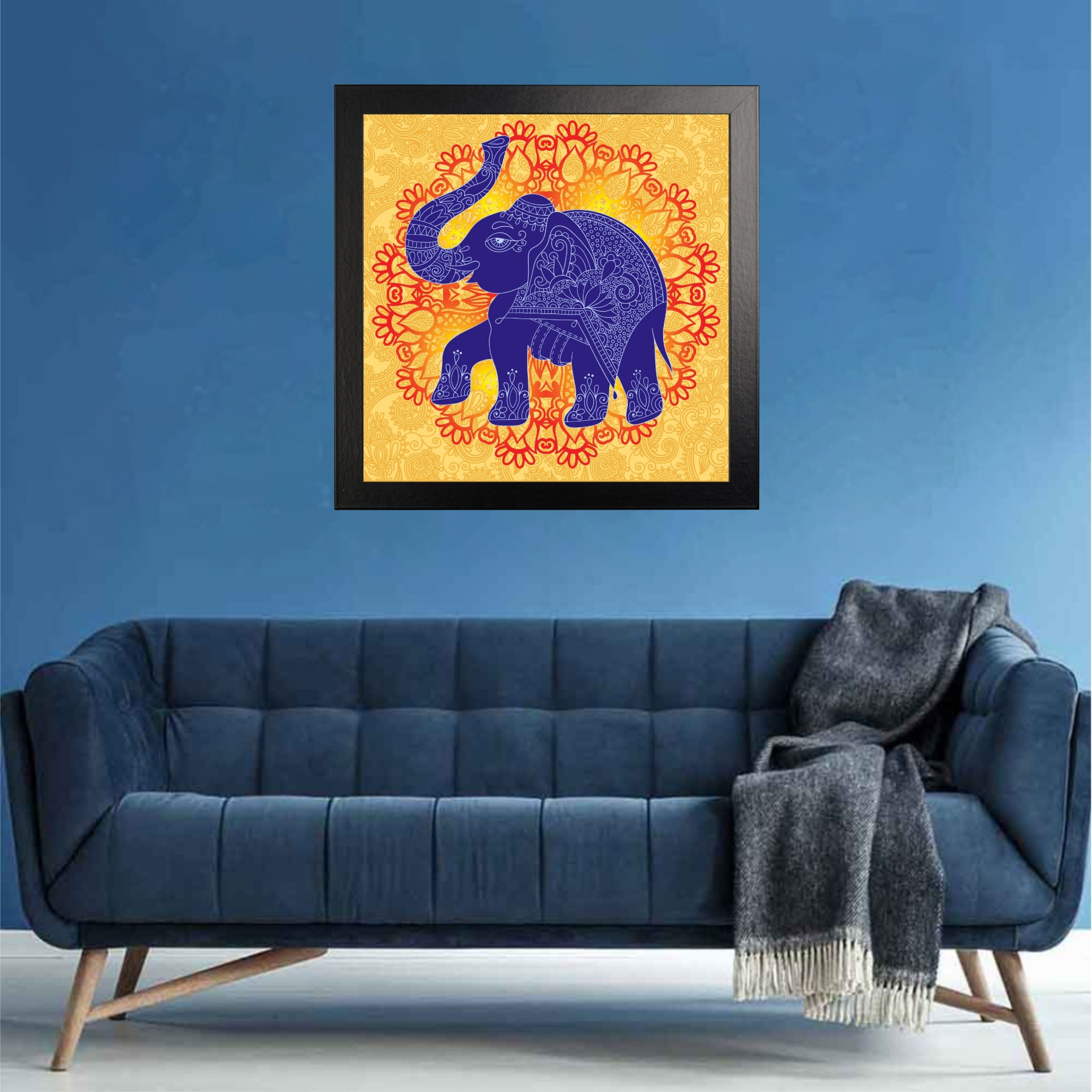 SAJA KAR DEKHO Elephant Photo High Quality Weather Resistant HD Wall Frame | 20 x 20 inch | - 20 X 20 inch