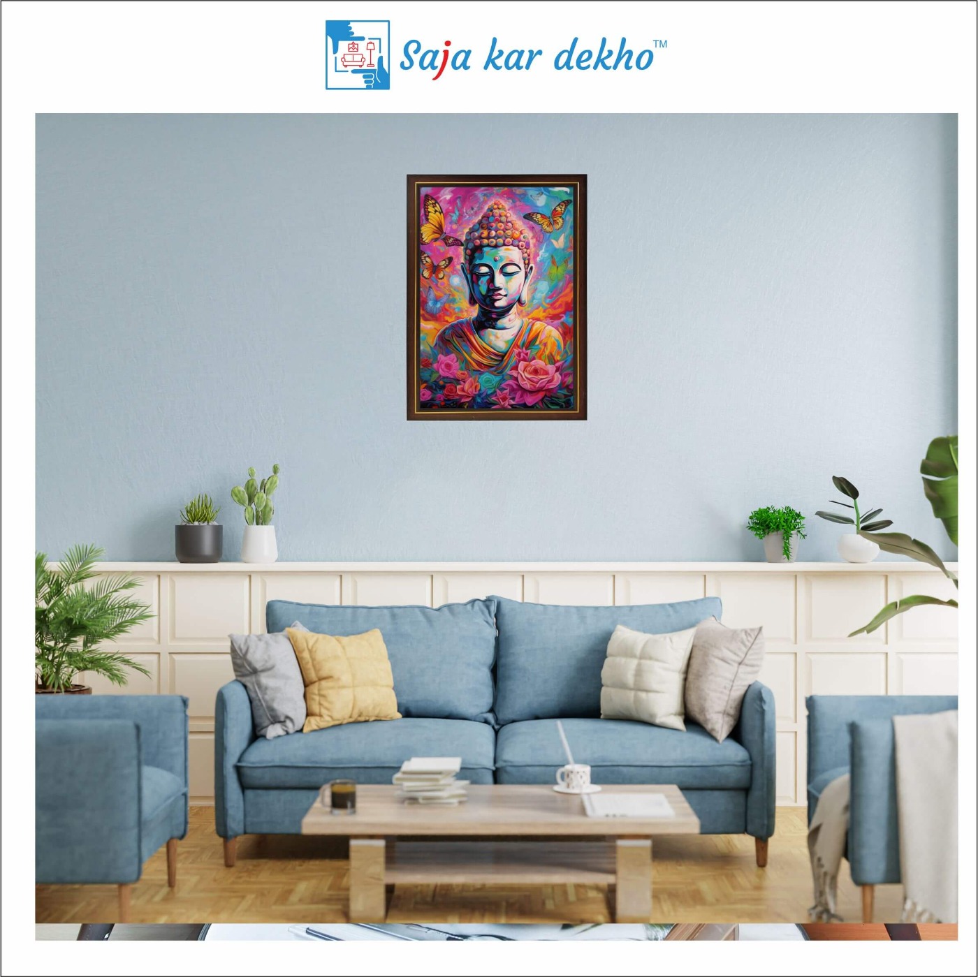 SAJA KAR DEKHO Lord Buddha High Quality Weather Resistant HD Wall Frame | 12 x 18 inch | - 12 X 18 inch