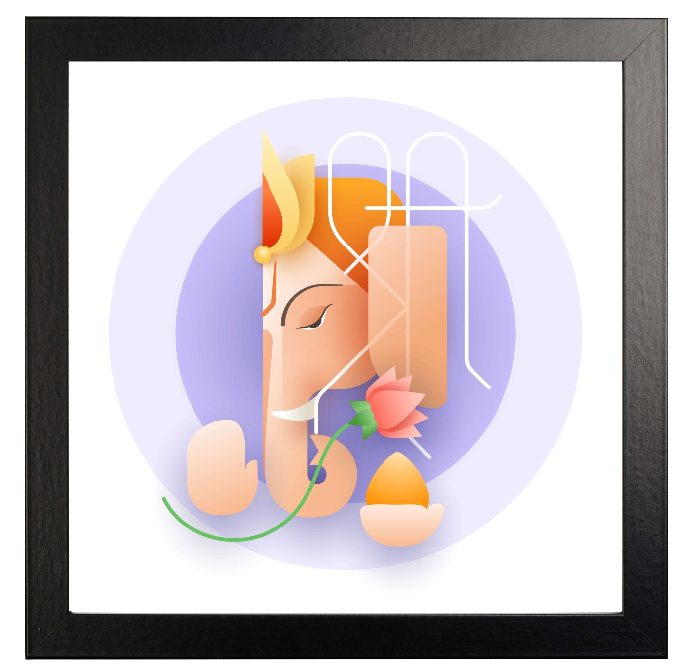 SAJA KAR DEKHO Ganesh JI 3D Art High Quality Weather Resistant HD Wall Frame | 20 x 20 inch | - 20 X 20 inch