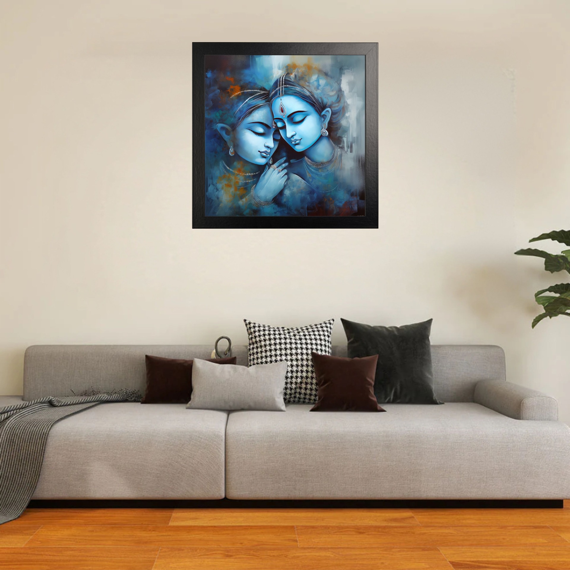 SAJA KAR DEKHO Radha Krishna High Quality Weather Resistant HD Wall Frame | 20 x 20 inch | - 12 X 18 inch