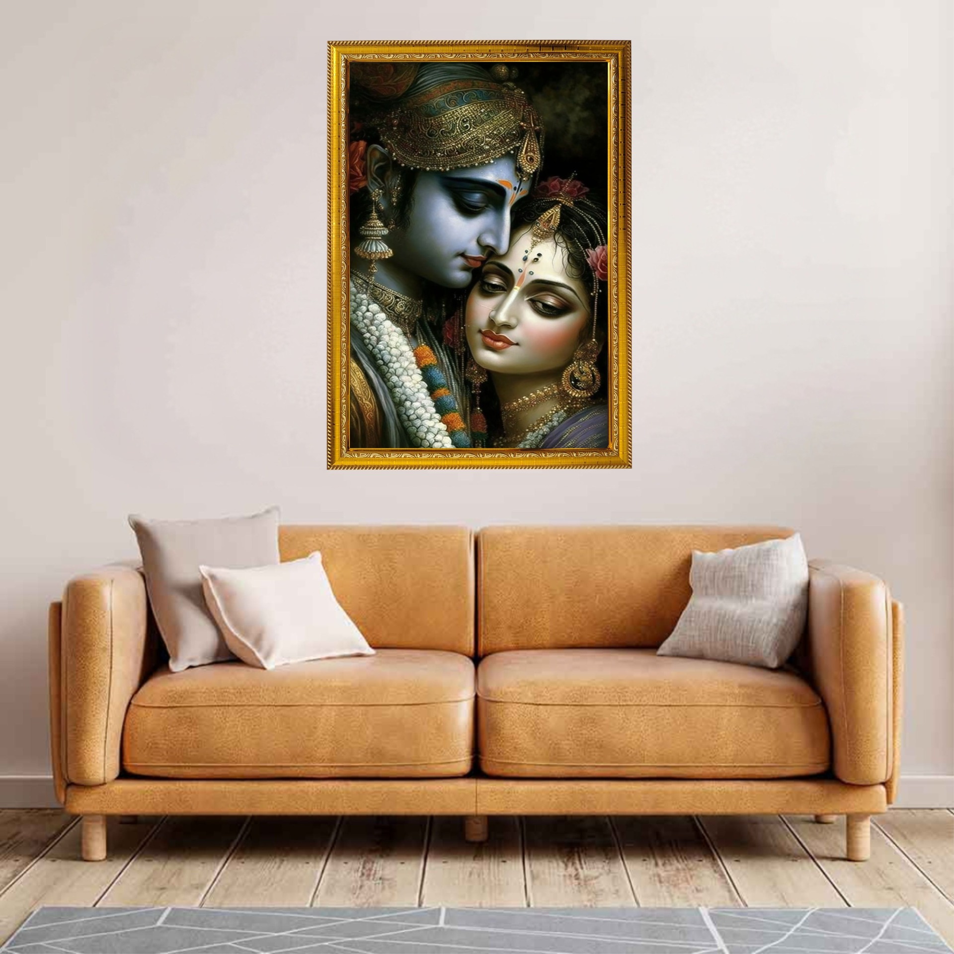 SAJA KAR DEKHO Radha Krishna High Quality Weather Resistant HD Wall Frame | 12 x 18 inch | - 12 X 18 inch