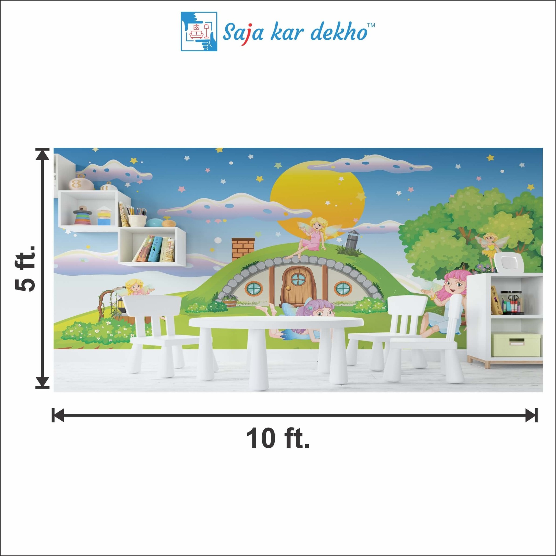 Saja kar dekho Wall Handing Wallpaper For Pre School | Picture High Quality Weather Resistant HD Wall Paper | 5 x 10 ft | - 5 x 10 ft