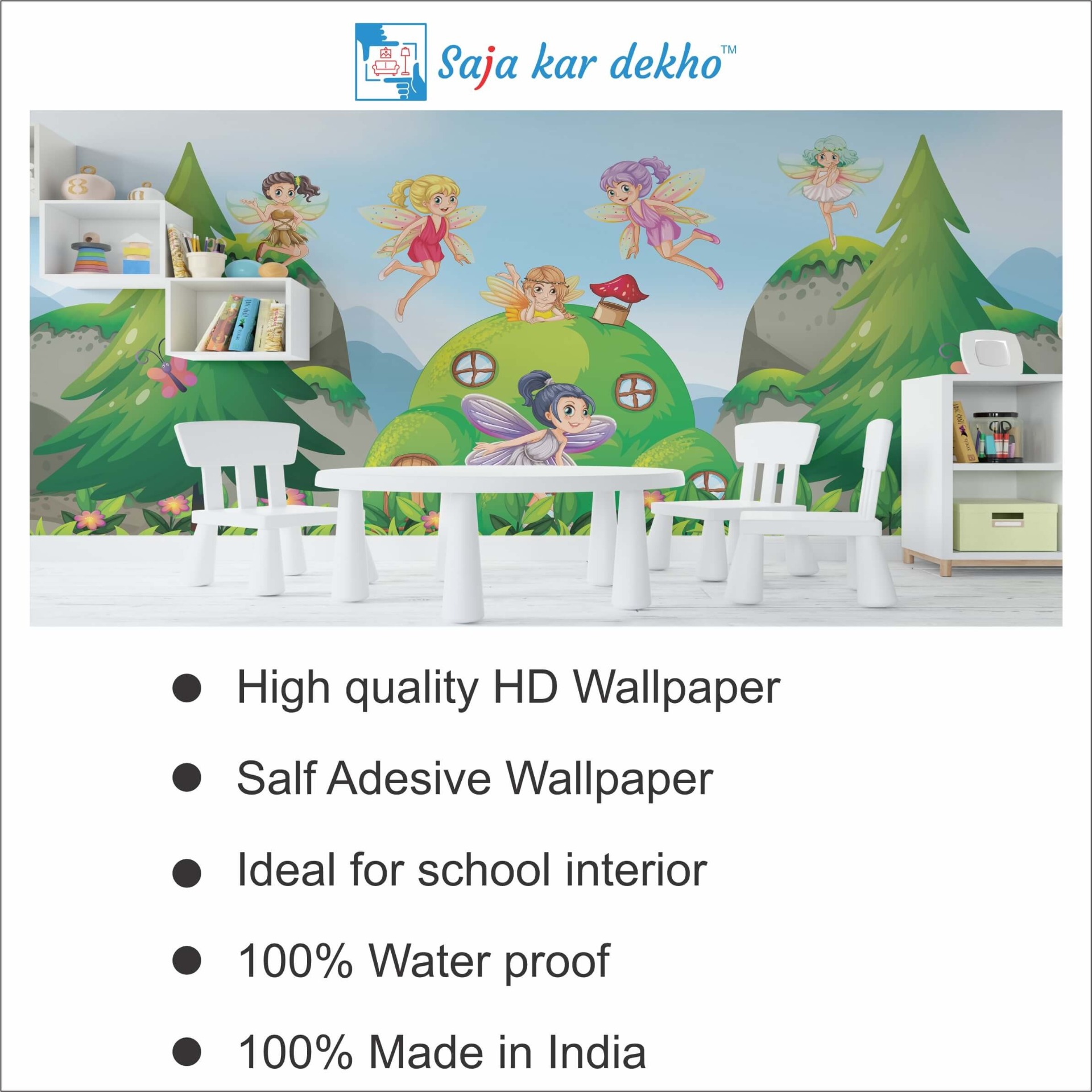 Saja kar dekho Wall Handing Wallpaper For Pre School | Picture High Quality Weather Resistant HD Wall Paper | 5 x 10 ft | - 5 x 10 ft