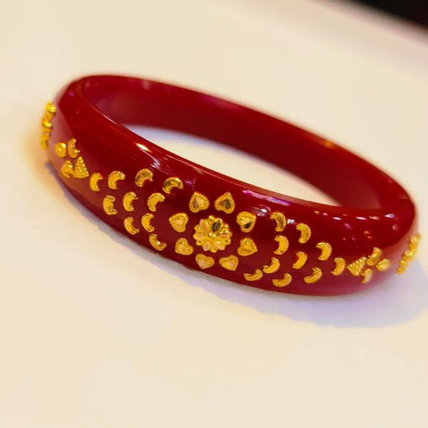 RED VERDY KDM GOLD BRACELET FULL DESIGN POLA BADHANO 1 PIECE APPROX WGT: 0.850 FOR WOMEN. - 28