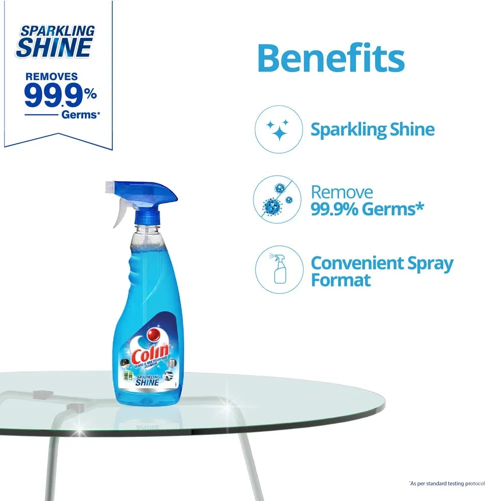 Colin  Glass and Surface Cleaner Liquid India's #1 Glass Cleaner for Car, Kitchen and Home Surfaces | Multi Surface Cleaner - 500+500= 1000ml