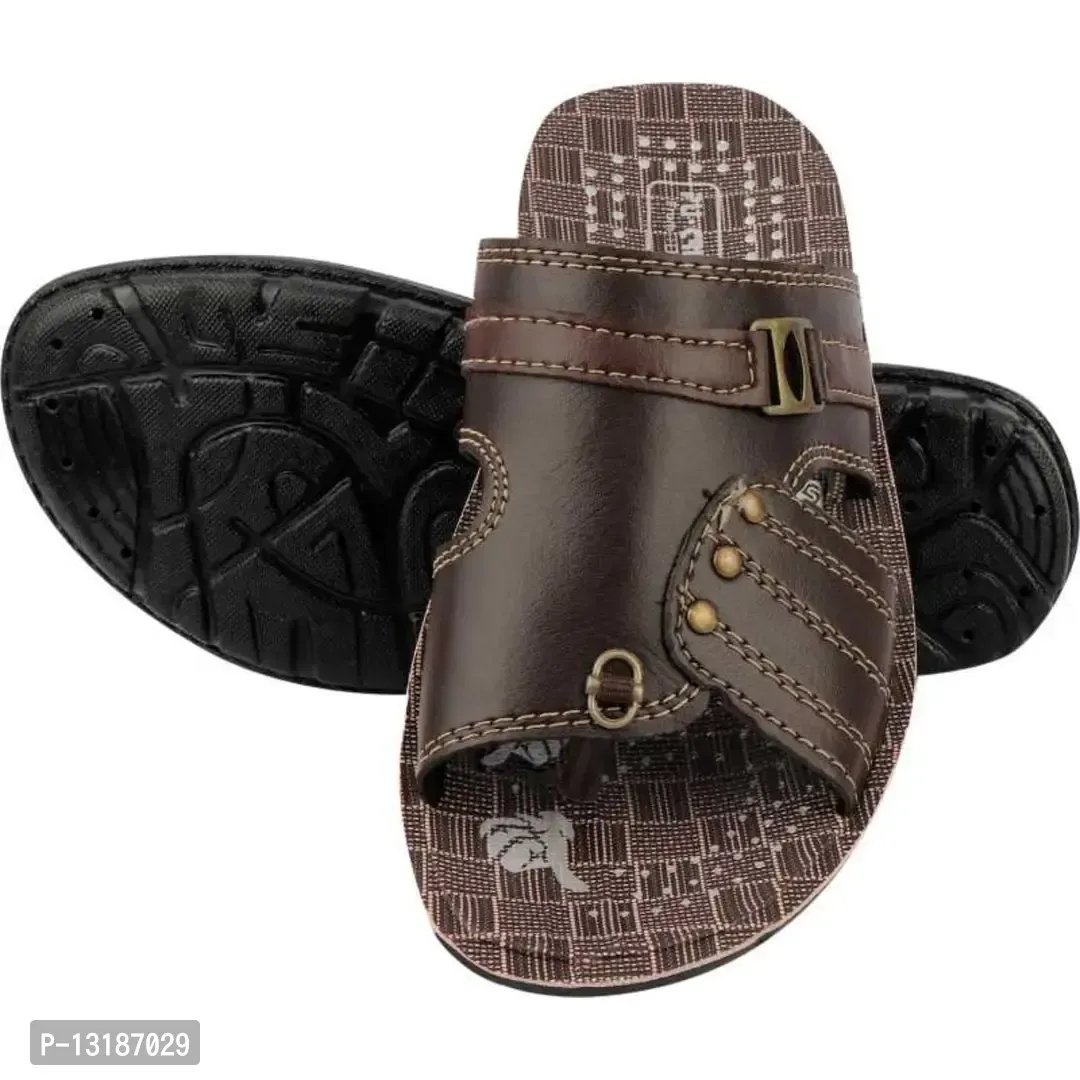 RAYS BROWN COMFORTABLE SLIPPERS FOR MEN  - UK-7