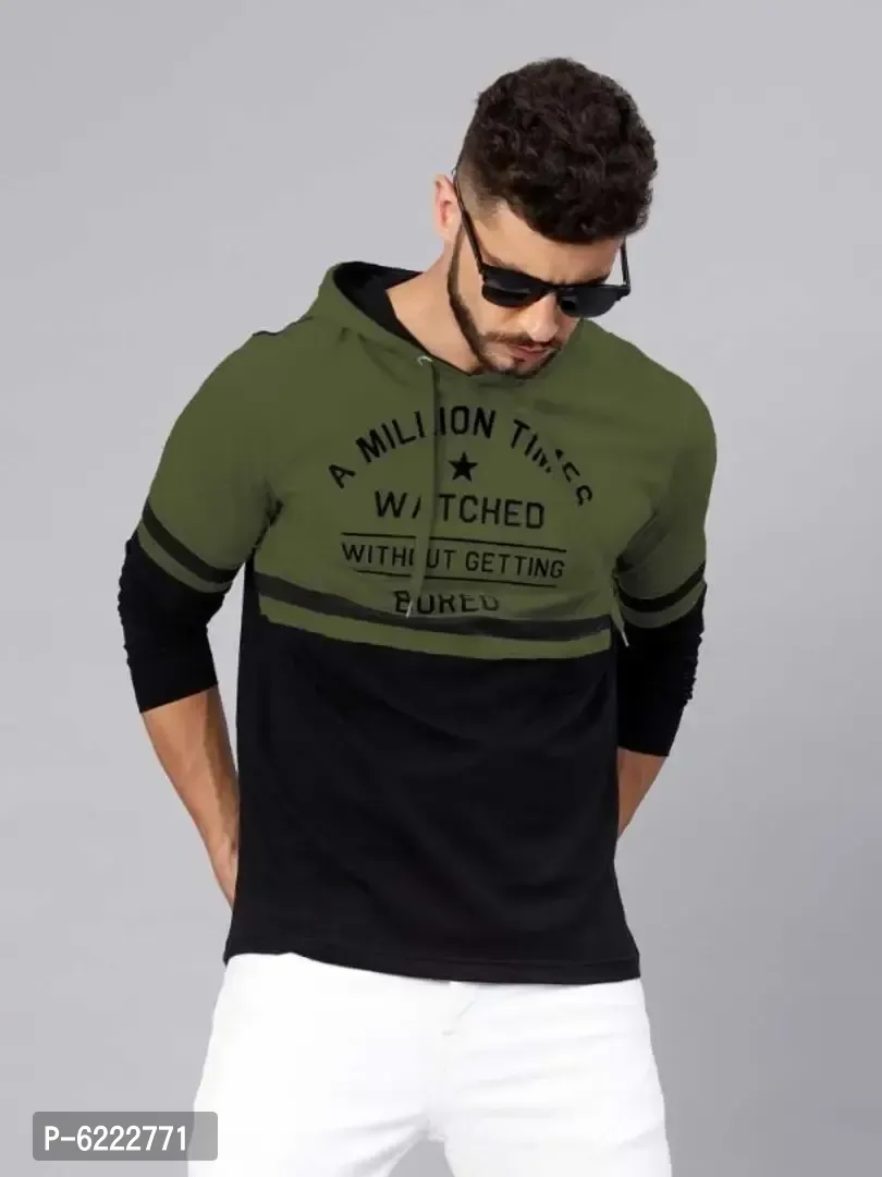 Trending Mens Full Sleeves Hooded T Shirt  - S