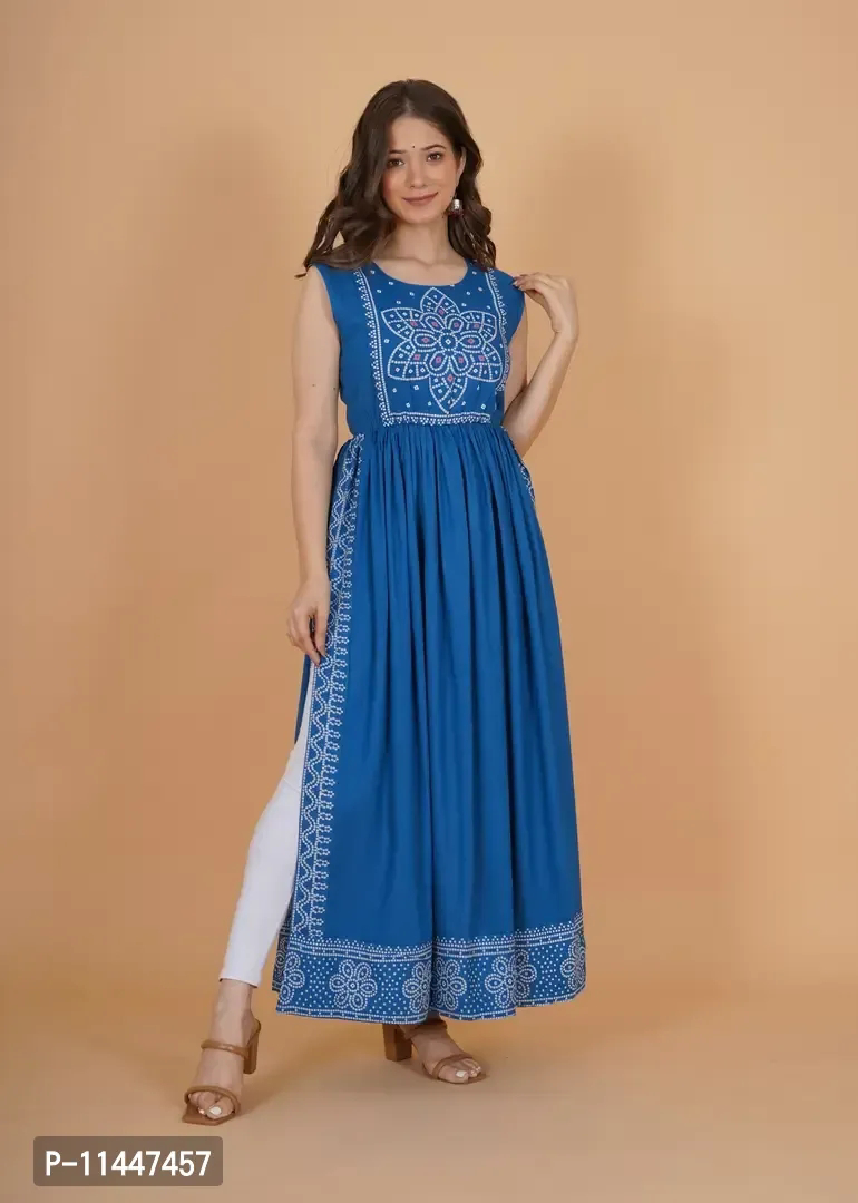 New Premium Collections Blue Rayon Kurta  - S