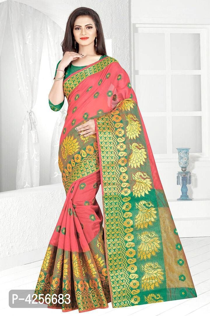 Self Design Banarasi Border Cotton Saree