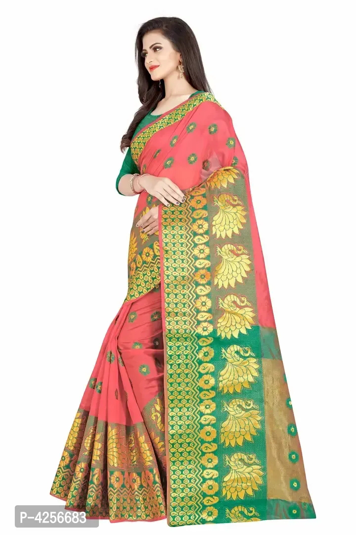 Self Design Banarasi Border Cotton Saree