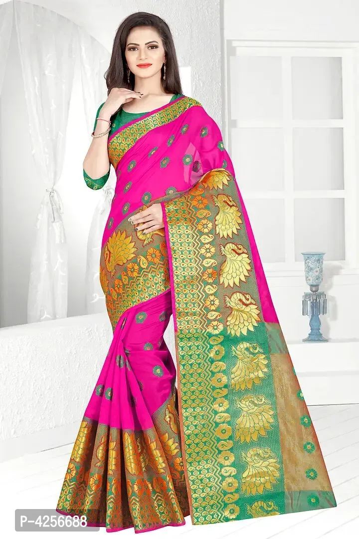 Self Design Banarasi Border Cotton Saree