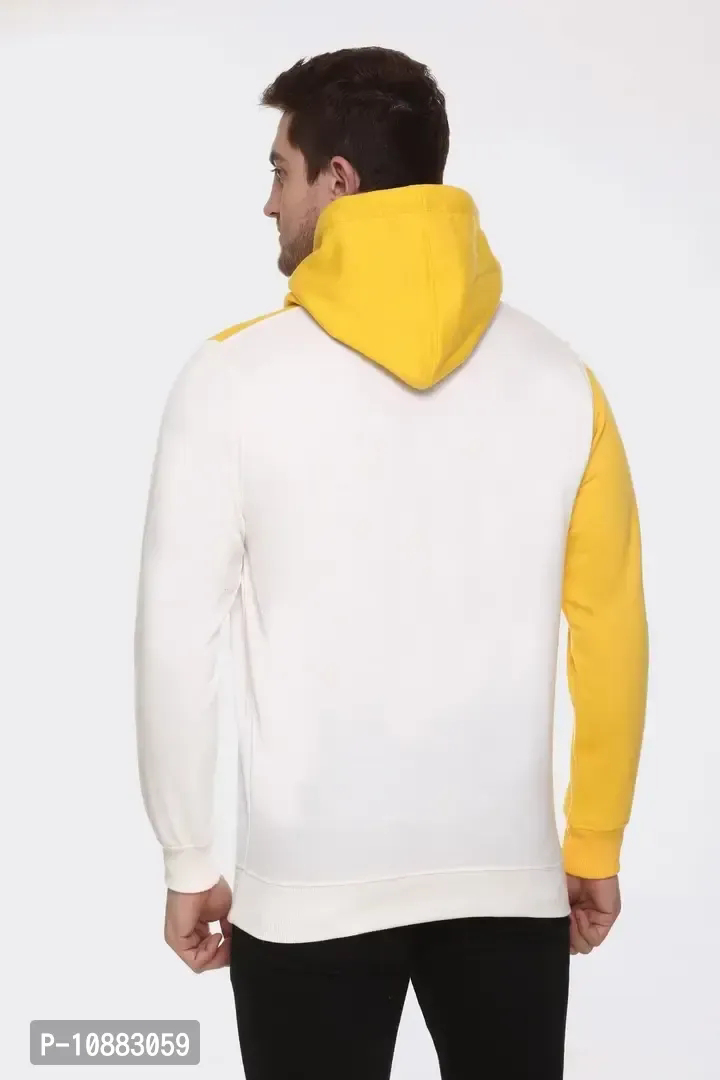 GREST Men's Casual Colour-Block Hooded Sweatshirt (Yellow) - L